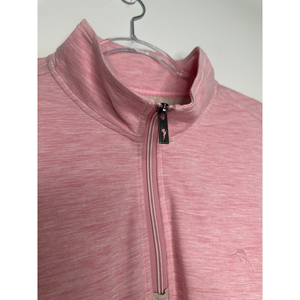 Tommy Bahama Quarter‎ Zip Pullover Size XXL Pink Long Sleeve Embroidered Logo - Picture 9 of 11